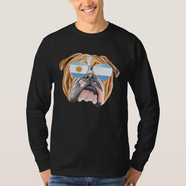 T-shirt Argentinian Flag Bulldog Dog Argentina Pocket (Devant)