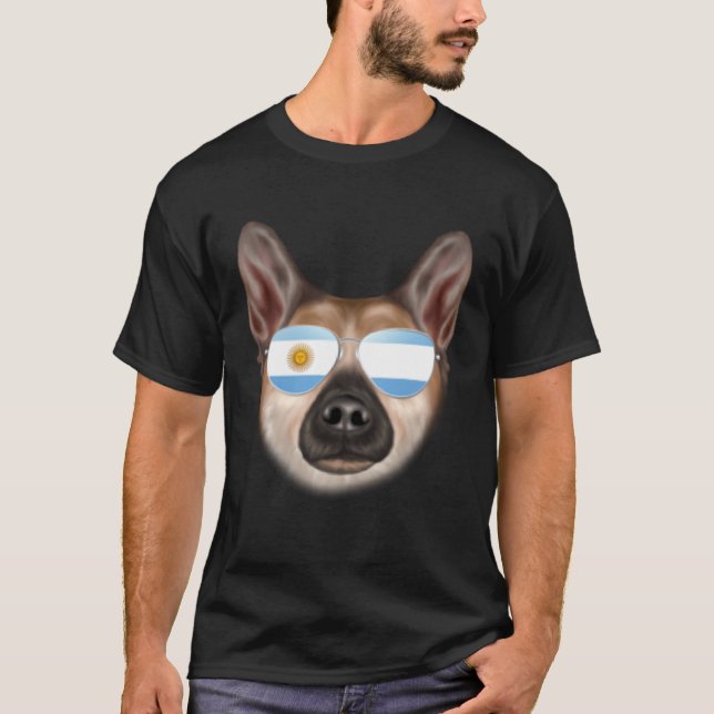 T-shirt Argentinian Flag Norwegian Buhund Dog Argentina Po (Devant)