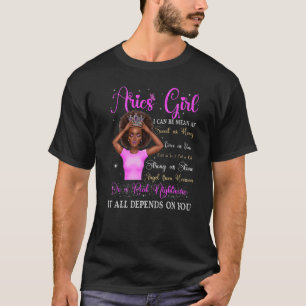 T-shirt Aries Girl Black Queen Zodiac Birthday Afro Women