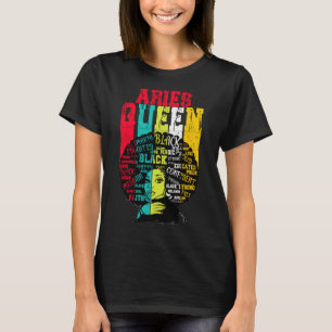 T-shirt Aries Queen Aries Pride Black Woman Afro Horoscop