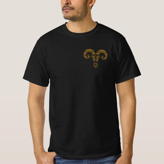 T-shirt Aries Zodiac - Or tribal (Devant)