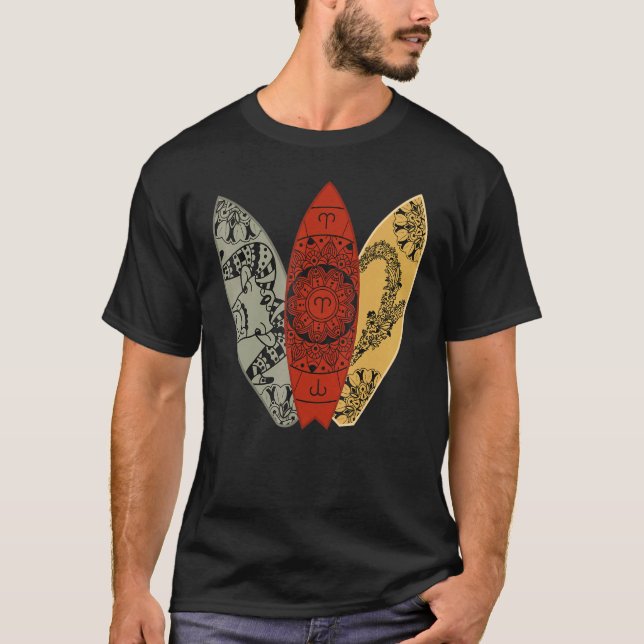 T-shirt Aries Zodiac Sign Surfboard Surfing Horoscope (Devant)