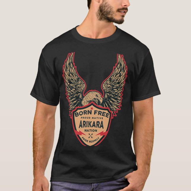 T-shirt Arikara Amérindien Né Freedom Eagle (Devant)