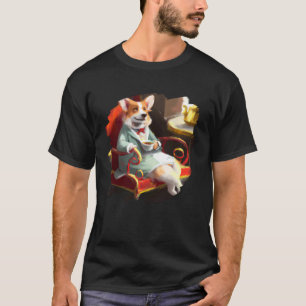 T-shirt Aristocrate Chien Corgi au Café Buvant du Café Thé