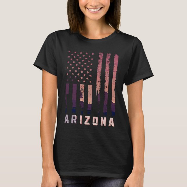 T-shirt Arizona American Flag USA State Patriotic Arizonia (Devant)