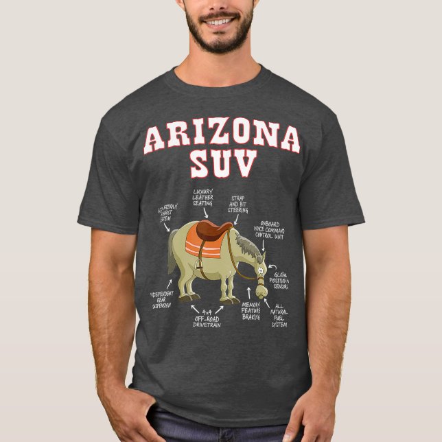 T-shirt Arizona AZ SUV Funny Plaisanterie Cheval Mule Souv (Devant)