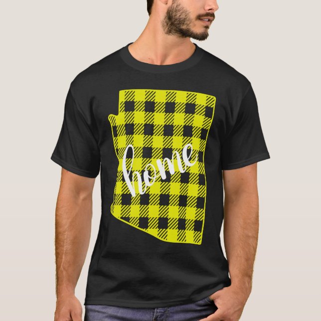 T-shirt Arizona Buffalo Plaid Home State Country Yellow Pl (Devant)
