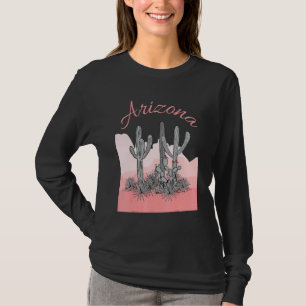 T-shirt Arizona Cactus Desert Scene Coral Rose