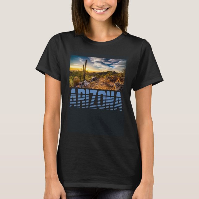 T-shirt Arizona Cactus Sunset Vacation Souvenir (Devant)