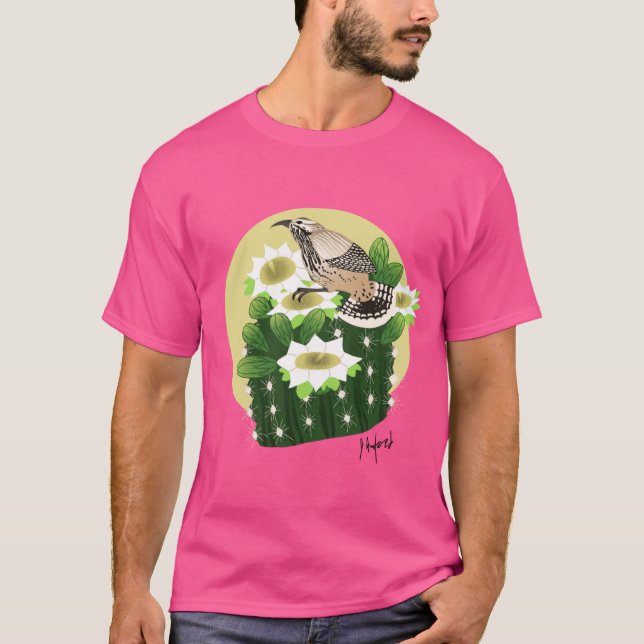 T-shirt Arizona Cactus Wren et Saguaro Cactus Surdimension (Devant)