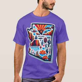 T-shirt Arizona carte design dynamique Surdimensionné