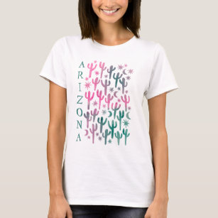 T-shirt ARIZONA Désert Saguaro Cactus Rose Turquoise Aquar