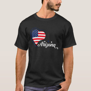 T-shirt Arizona Drapeau Coeur Fière Arizona Fierté Accueil