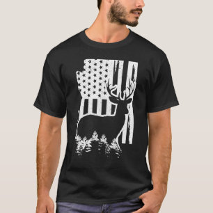 T-shirt Arizona Elk Chasse State Map American Flag Patrio