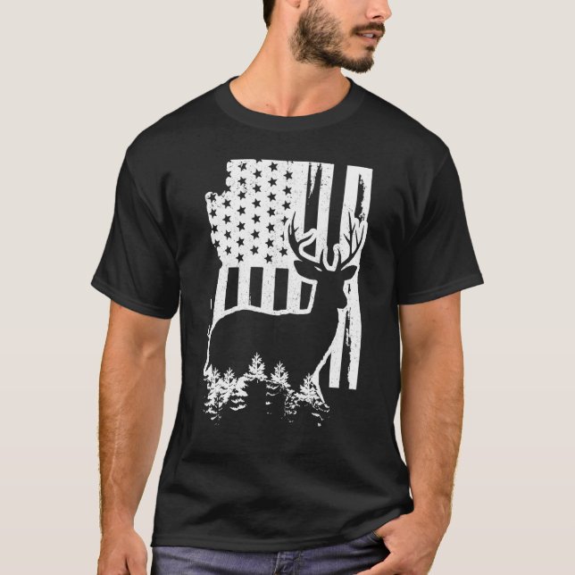 T-shirt Arizona Elk Chasse State Map American Flag Patrio (Devant)