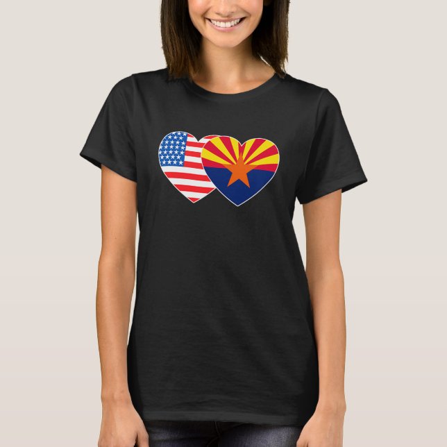 T-shirt Arizona et États-Unis Drapeau Twin Heart pour l'Am (Devant)