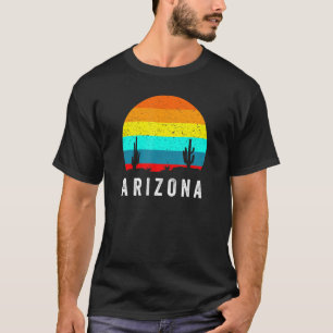 T-shirt Arizona Retro Vintage Saguaro Cactus Sunset Vacati