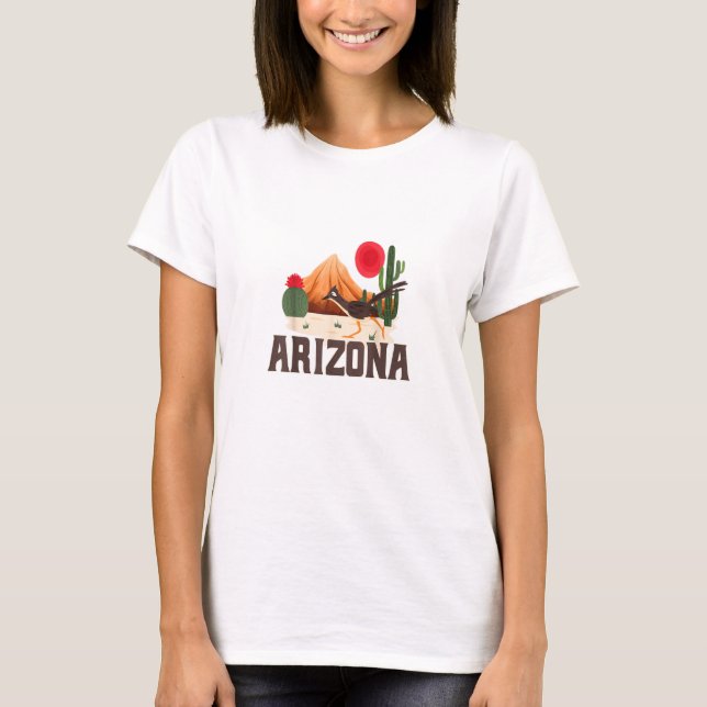 T-shirt Arizona Roadrunner Retro Boho Desert Cactus (Devant)