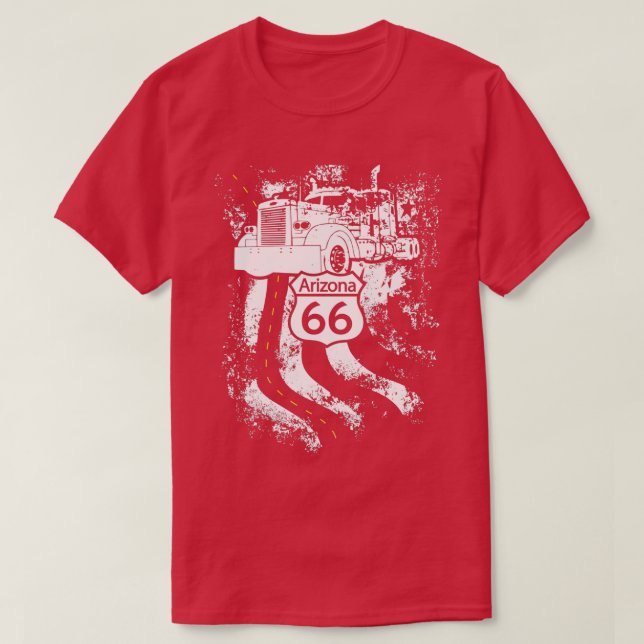 T-shirt Arizona Route 66 Big Rig Truck et drapeau américai (Design devant)