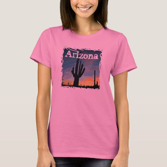 T-shirt Arizona Saguaro Cactus au Sunset Southwestern Tee (Devant)