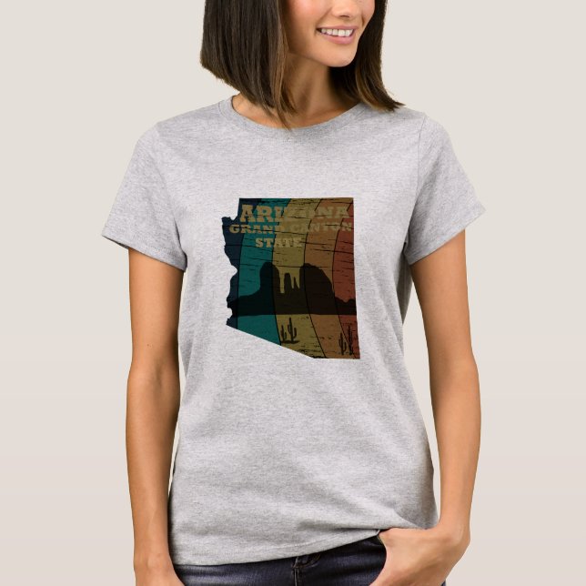 T-shirt Arizona Sedona carte grand canyon paysage rétro (Devant)