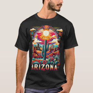 T-shirt Arizona State Shirt Az Retro Desert Cactus Famille