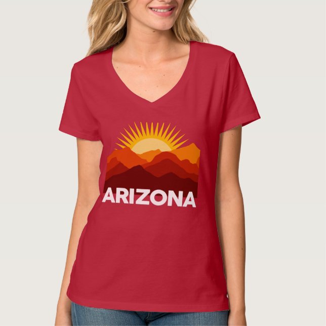 T-shirt Arizona Vintage Sunset Silhouette Mountain (Devant)