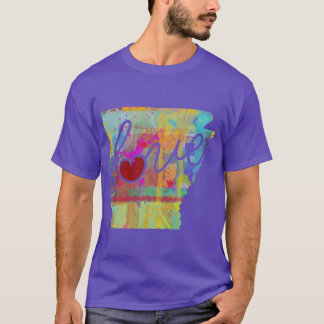 T-shirt Arkansas AK Amour Une Carte De L'État Aquarelle Co