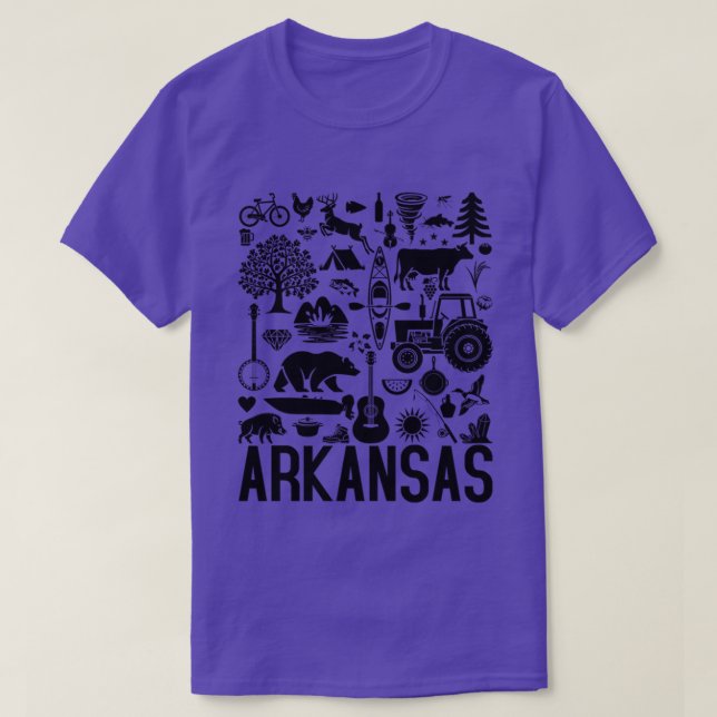 T-shirt Arkansas Identifiants (illustration noire) (Design devant)