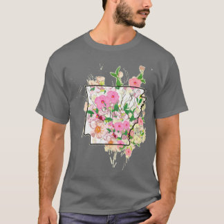 T-shirt Arkansas maison plan pomme fleur état fleur de fle