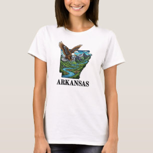T-shirt Arkansas State Tattoo Style Bald Eagle Montagnes
