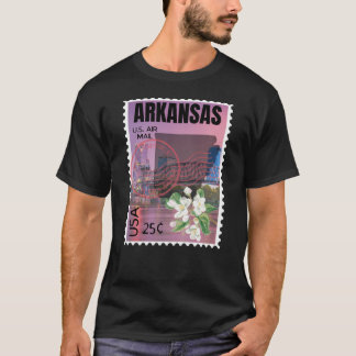 T-shirt Arkansas USA Postage Stamp with Apple Blossom et L