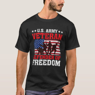T-shirt Arme-drapeau des États-Unis ancien défenseur de la