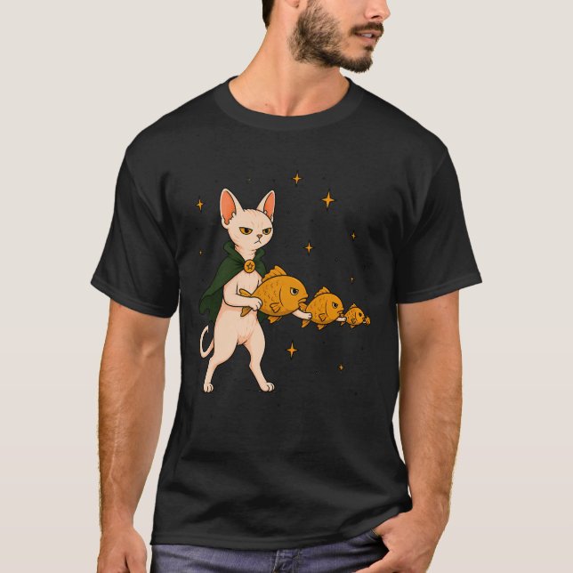 T-shirt Armée de chats sphynx et de poissons (Devant)