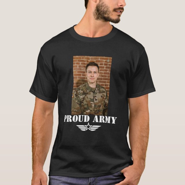 T-shirt Armée de texte personnalisée avec photo (Devant)