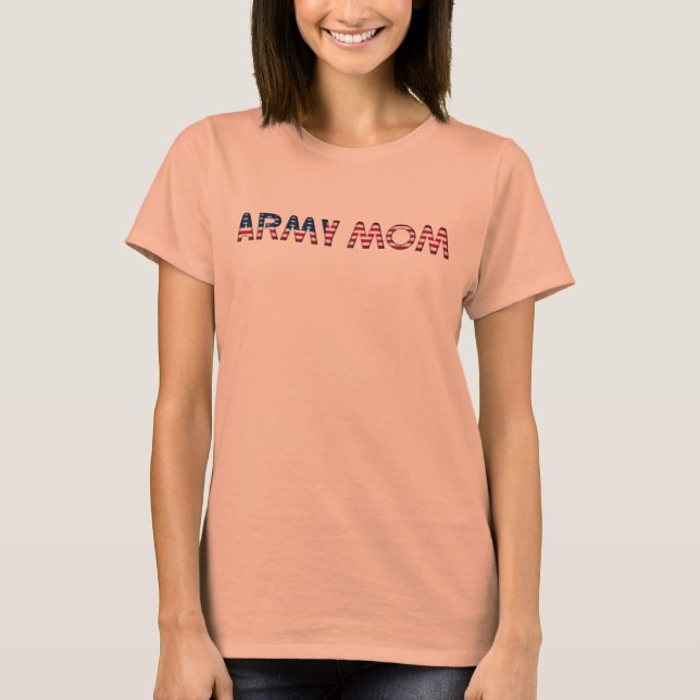 T-shirt Armée Maman Américaine Drapeau Typographie Camoufl (Devant)
