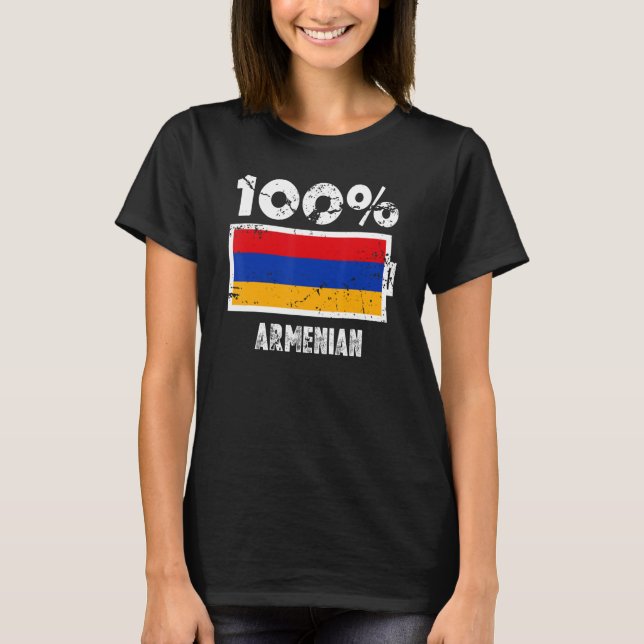 T-shirt Armenia Flag Support 100 Armenian Battery Power (Devant)