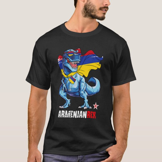 T-shirt Armenianrex Fier Dinosaur Sauru, Drapeau Arménien (Devant)