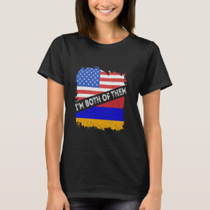 T-shirt Arménie Drapeau Je suis tous les deux USA Amérique
