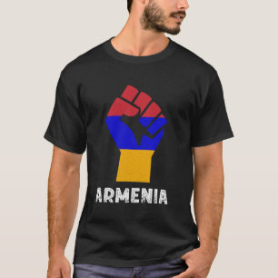 T-shirt Arménie Puissance du drapeau arménien Fierté main 