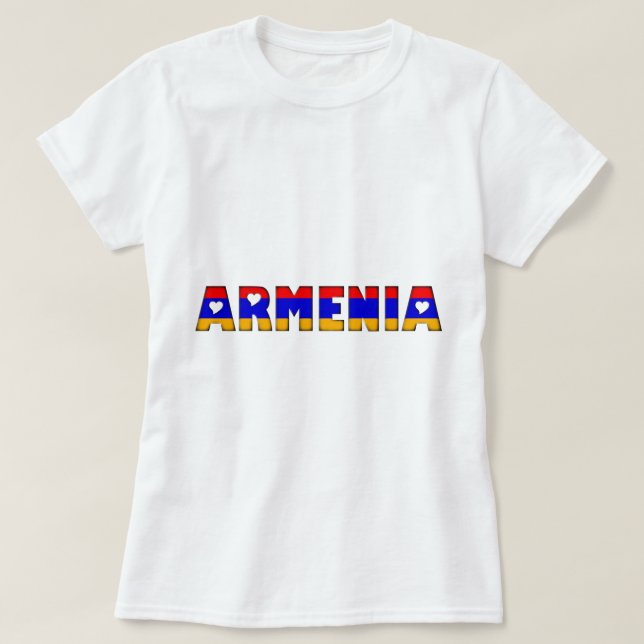 T-shirt Arménie Typographie du coeur Pays Drapeau (Design devant)
