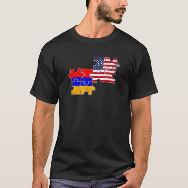 T-shirt Arménie USA Accueil Pays Drapeau arménien américai (Devant)