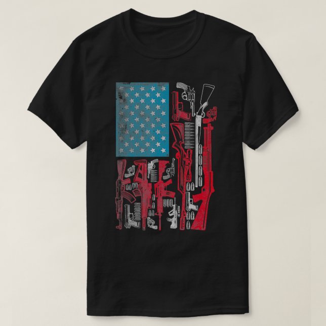 T-shirt Armes à drapeau américain fusils fusils balles US  (Design devant)