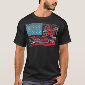 T-shirt Armes à drapeau américain fusils fusils balles US 
