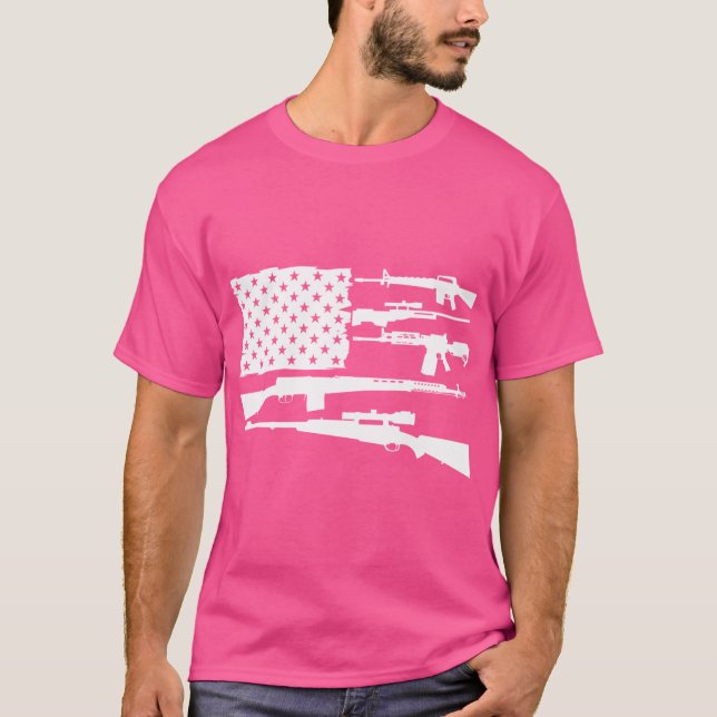 T-shirt Armes À Drapeau Américaines Sniper Rifles Machine  (Devant)