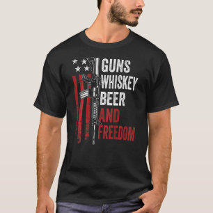 T-shirt Armes À Feu Bière Whisky Et Arme À Boire Liberté S