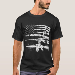 T-shirt Armes Usa Armes Drapeau Rifles Stripes Armées Amér