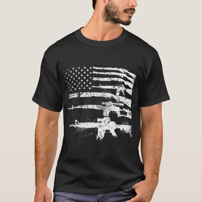 T-shirt Armes Usa Armes Drapeau Rifles Stripes Armées Amér (Devant)