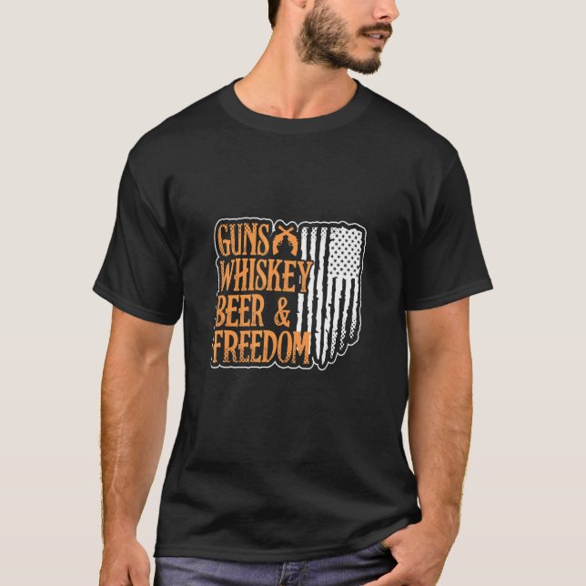 T-shirt Armes Whiskey Bière & Liberté Alcool Boire Whiskey (Devant)