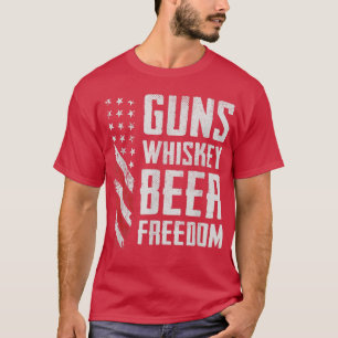 T-shirt Armes Whisky Beer Freedom USA Pro Armes À Fu Boire